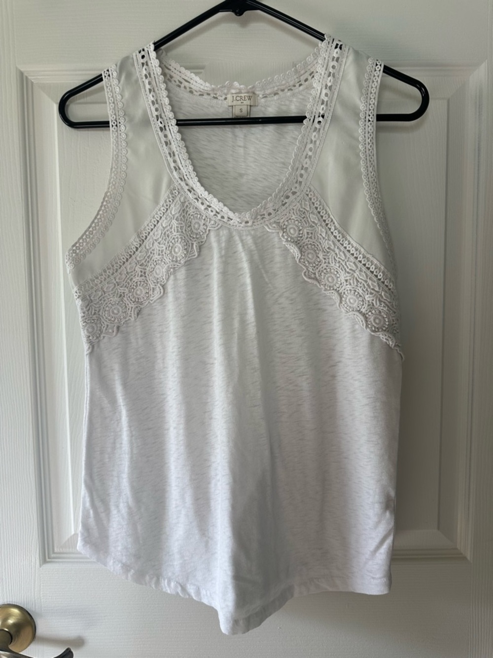 J. Crew White Lace Inset Tank